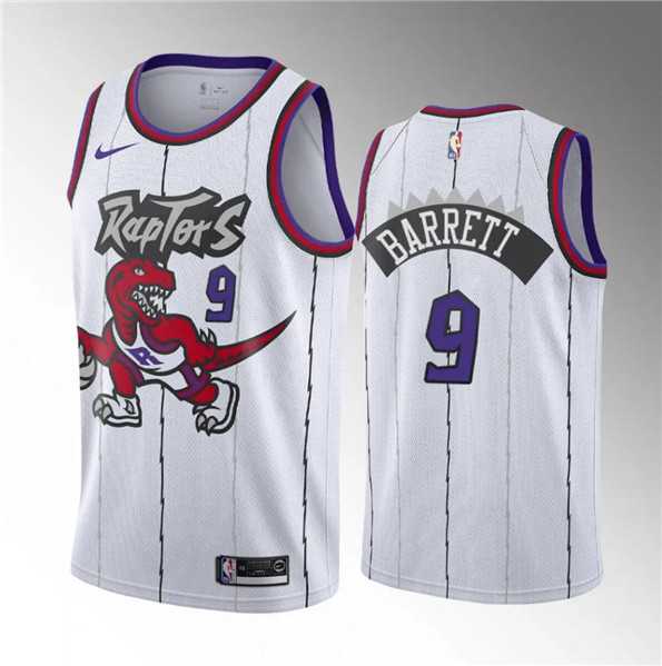 Mens Toronto Raptors #9 RJ Barrett White Classic Edition Stitched Basketball Jersey Dzhi